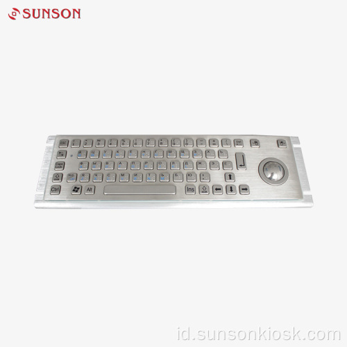 Keyboard stainless steel ip65 dengan trackball untuk terminal layanan mandiri